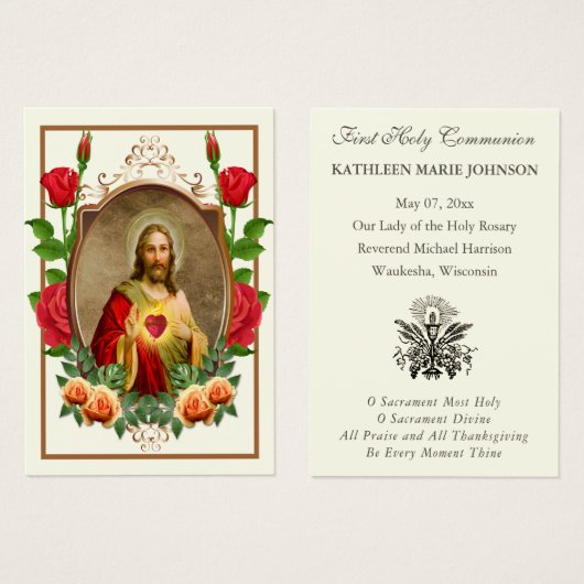 Herdenking van de Eerste Heilige Communie van Eleg Visitekaartje (Voorkant /achterkant)