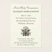 Herdenking van de Eerste Heilige Communie van Eleg Visitekaartje (Achterkant)