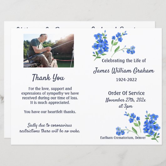 Herdenking van de Funeral Order of Service Program (Voorkant / Achterkant)