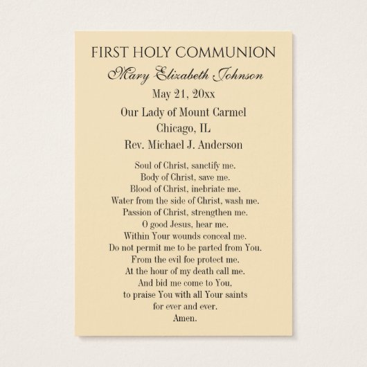 Herdenking van de Kaart van gebed voor de Eerste H (Achterkant)