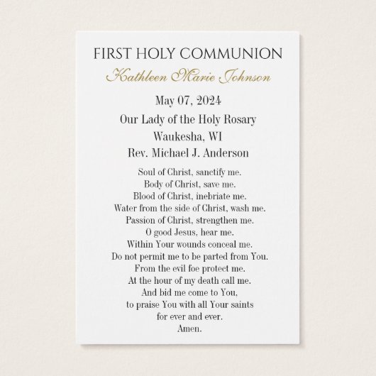 Herdenking van de Kaart van gebed voor de Eerste H (Achterkant)