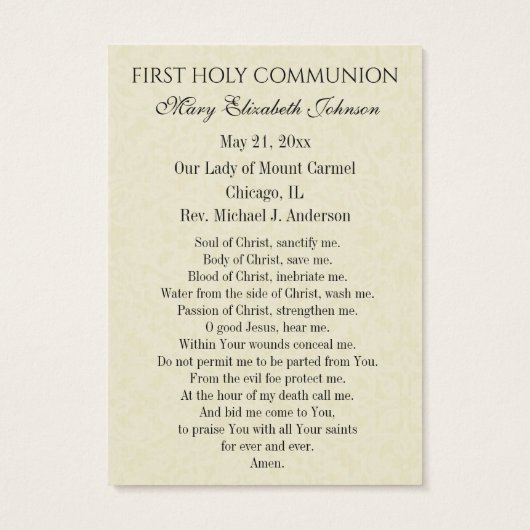 Herdenking van de Kaart van gebed voor de Eerste H (Achterkant)