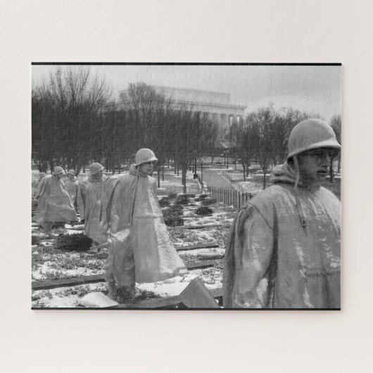 herdenking van de koreaanse oorlog zwart - wit legpuzzel (Horizontaal)