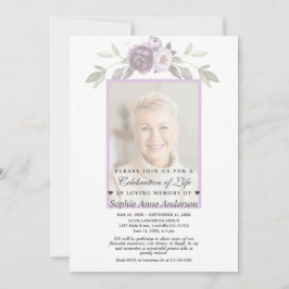 Herdenking van de levendragende Floral Foto Memori Kaart
