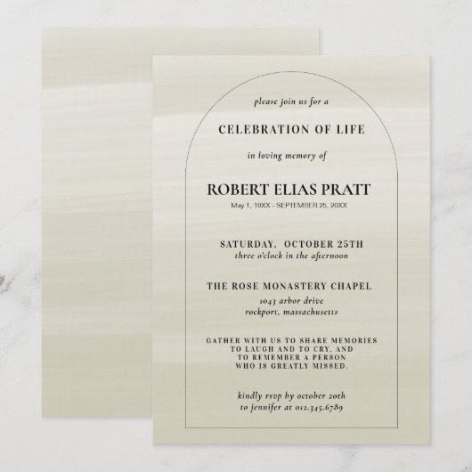 Herdenking van de levensherdenkingsminimalist Boho Kaart (Voorkant / Achterkant)