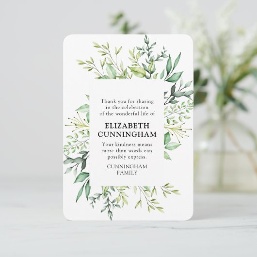 Herdenking van de moderne Waterverf Bedankkaart (Staand voorkant)