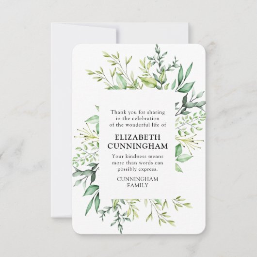 Herdenking van de moderne Waterverf Bedankkaart (Voorkant)