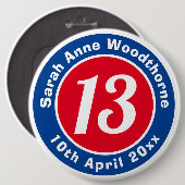 Herdenking van de verjaardag met Naam, Leeftijd, & Ronde Button 6,0 Cm (Voorkant /achterkant)