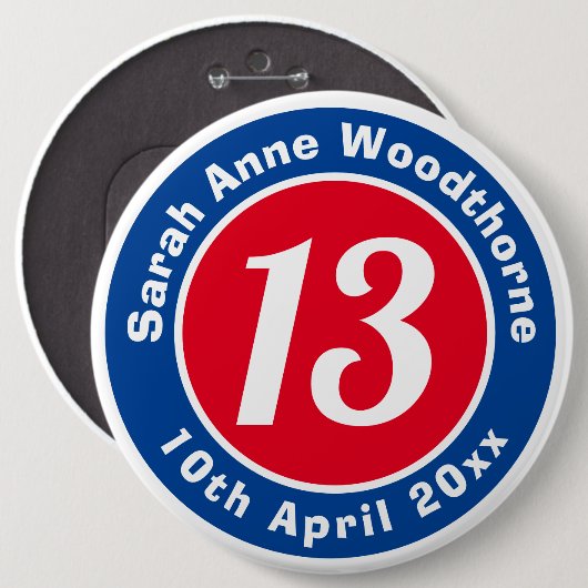 Herdenking van de verjaardag met Naam, Leeftijd, & Ronde Button 6,0 Cm (Voorkant /achterkant)