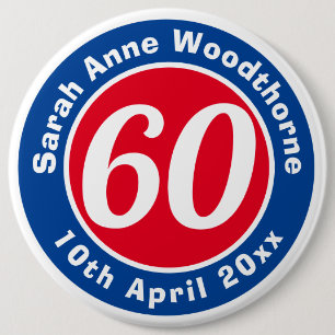 Herdenking van de verjaardag met Naam, Leeftijd, & Ronde Button 6,0 Cm