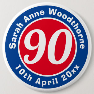 Herdenking van de verjaardag met Naam, Leeftijd, & Ronde Button 6,0 Cm