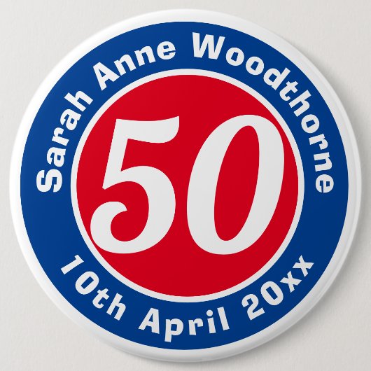 Herdenking van de verjaardag met Naam, Leeftijd, & Ronde Button 6,0 Cm (Voorkant)