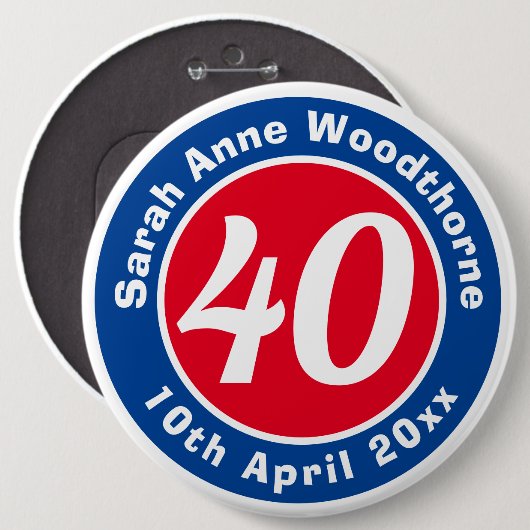 Herdenking van de verjaardag met Naam, Leeftijd, & Ronde Button 6,0 Cm (Voorkant /achterkant)