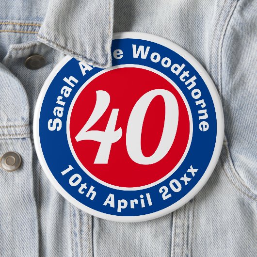 Herdenking van de verjaardag met Naam, Leeftijd, & Ronde Button 6,0 Cm (In situ)