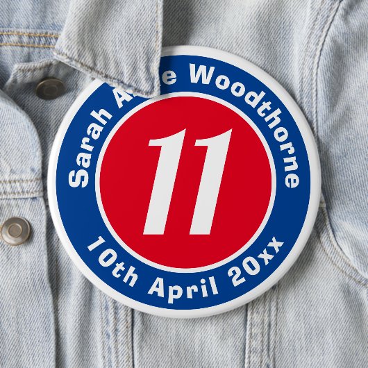 Herdenking van de verjaardag met Naam, Leeftijd, & Ronde Button 6,0 Cm (In situ)