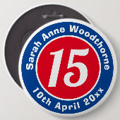 Herdenking van de verjaardag met Naam, Leeftijd, & Ronde Button 6,0 Cm (Voorkant /achterkant)