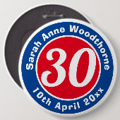 Herdenking van de verjaardag met Naam, Leeftijd, & Ronde Button 6,0 Cm (Voorkant /achterkant)