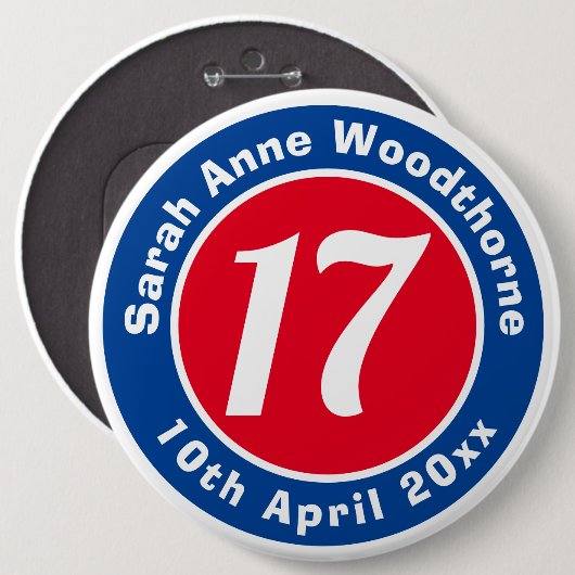 Herdenking van de verjaardag met Naam, Leeftijd, & Ronde Button 6,0 Cm (Voorkant /achterkant)
