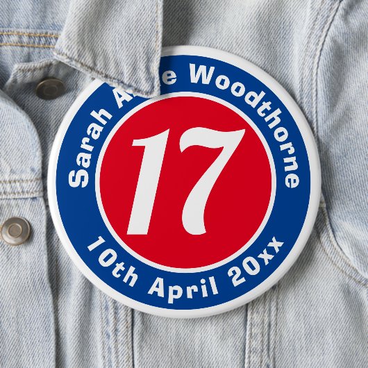 Herdenking van de verjaardag met Naam, Leeftijd, & Ronde Button 6,0 Cm (In situ)