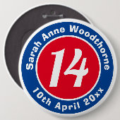 Herdenking van de verjaardag met Naam, Leeftijd, & Ronde Button 6,0 Cm (Voorkant /achterkant)