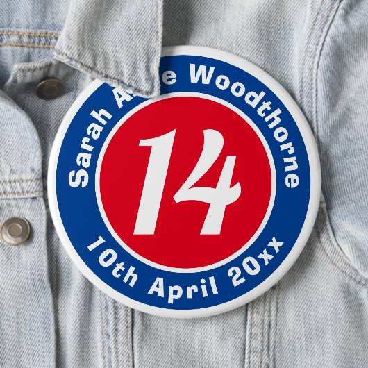 Herdenking van de verjaardag met Naam, Leeftijd, & Ronde Button 6,0 Cm (In situ)