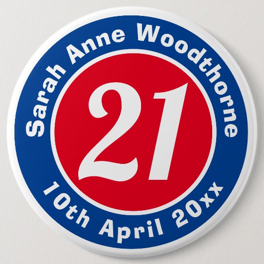 Herdenking van de verjaardag met Naam, Leeftijd, & Ronde Button 6,0 Cm (Voorkant)