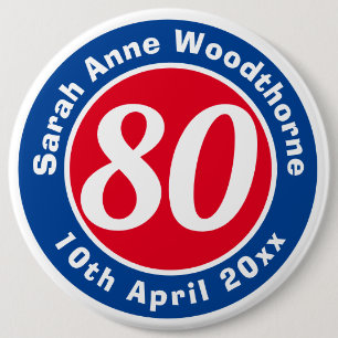 Herdenking van de verjaardag met Naam, Leeftijd, & Ronde Button 6,0 Cm