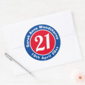 Herdenking van de verjaardag met Naam, Leeftijd, & Ronde Sticker (Envelop)