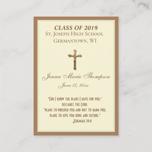 Herdenking van het afstuderen Religieuze Kaarten v Visitekaartje (Achterkant)