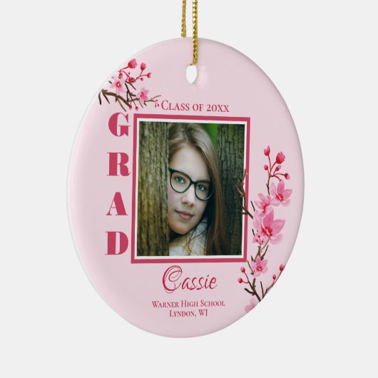 Herdenking van het Afstuderen van de roze Cherry B Keramisch Ornament (Rechts)