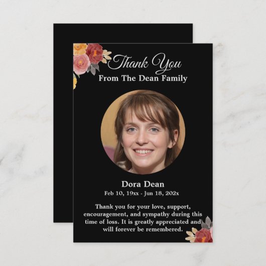 Herdenking van het begrafenissympathie bedankkaart (Voorkant / Achterkant)