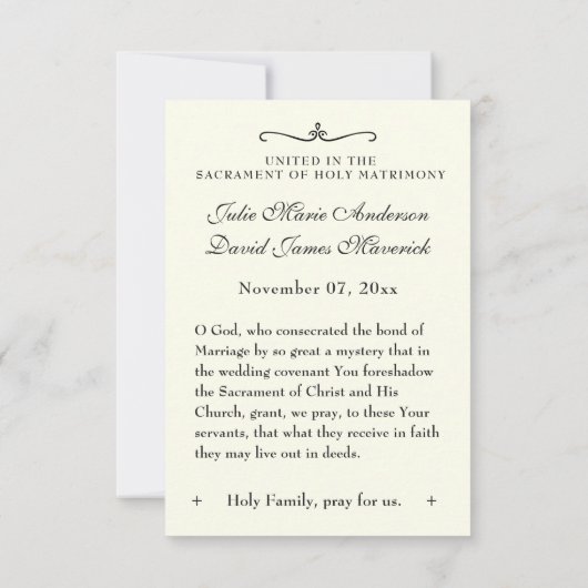 Herdenking van het katholieke huwelijk voor de Hei Bedankkaart (Achterkant)