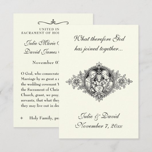 Herdenking van het katholieke huwelijk voor de Hei Bedankkaart (Voorkant / Achterkant)