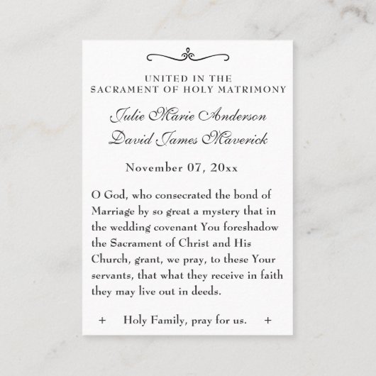 Herdenking van het katholieke huwelijk voor de Hei Visitekaartje (Achterkant)