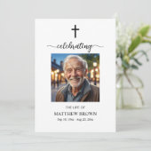 Herdenking van het leven 1 Foto-herdenkingskruis Programmakaart (Staand voorkant)