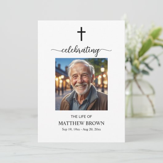 Herdenking van het leven 1 Foto-herdenkingskruis Programmakaart (Staand voorkant)