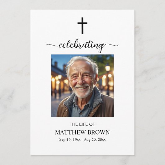 Herdenking van het leven 1 Foto-herdenkingskruis Programmakaart (Voorkant)