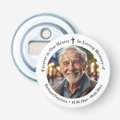 Herdenking van het leven 1 speciale foto-aandenken button flesopener (Voorkant)