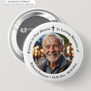 Herdenking van het leven 1 speciale foto  ronde button 5,7 cm