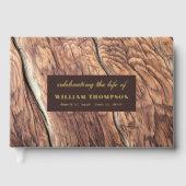 Herdenking van het leven begrafenis rustiek hout g gastenboek (Voorkant)