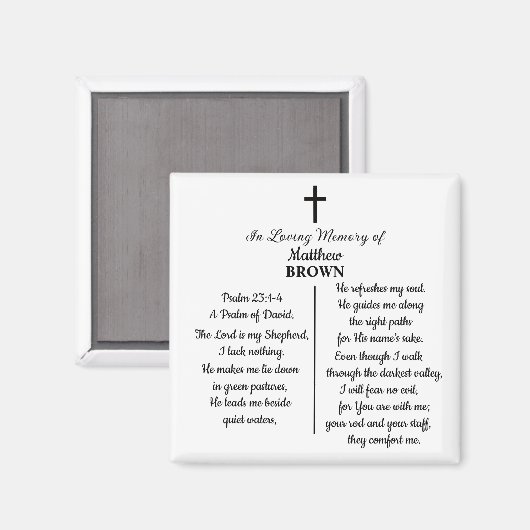 Herdenking van het leven Bijbelvers Funeraire heri Magneet (Voorkant / Achterkant)