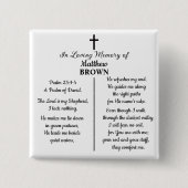 Herdenking van het leven Bijbelvers Funeraire heri Vierkante Button 5,1 Cm (Voorkant)