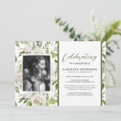 Herdenking van het leven botanische bloemenfoto kaart (Staand voorkant)