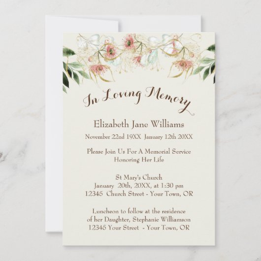 Herdenking van het leven | eucalyptus kaart (Voorkant)