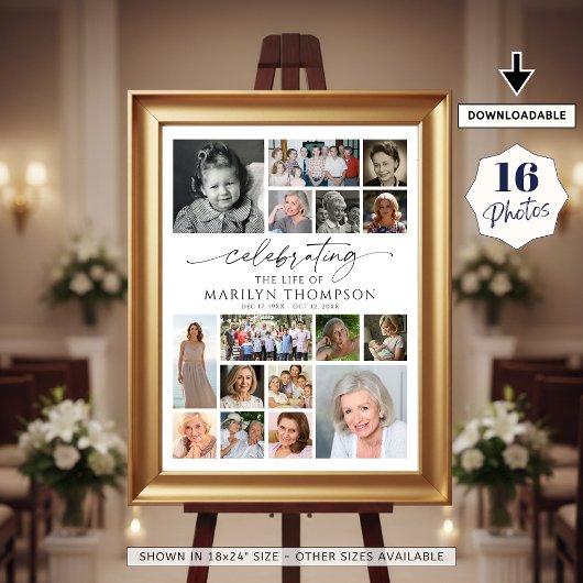 Herdenking van het Leven Foto Collage Modern Geden Poster