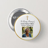 Herdenking van het leven Gouden Kruis Foto Begrafe Ronde Button 5,7 Cm (Voorkant /achterkant)