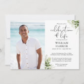 Herdenking van het leven groene funeral foto kaart (Voorkant)