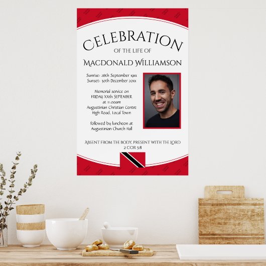HERDENKING VAN HET LEVEN Herdenkings TRINIDAD Foto Poster (Keuken)