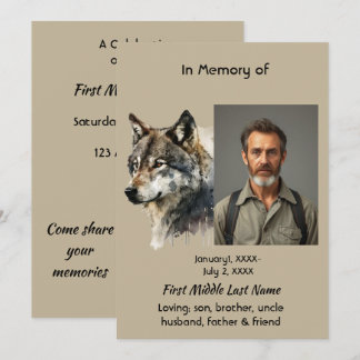 Herdenking van het Leven Herdenkings Wolf Kunst Ui Kaart