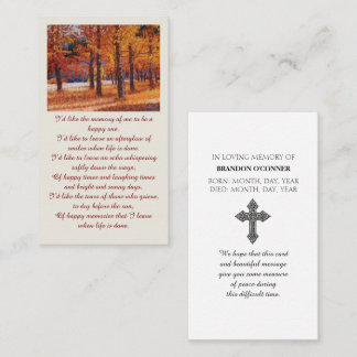 Herdenking van het leven Herfst Aspen Condoleancek Visitekaartje